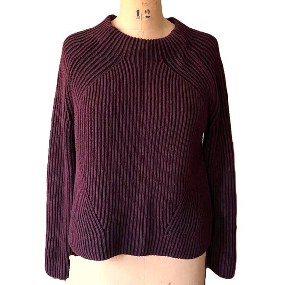 NWOT Athleta Rockland Sweater  Aubergine/ Eggplant & Black textured, ribbed S - Picture 2 of 10